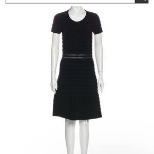 EUC MICHAEL Michael Kors Navy Ribbed Scoop Neck Dress with Short Sleeves sz S